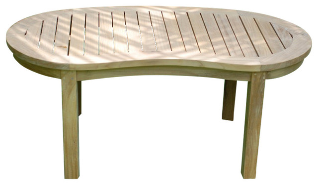 47" Kidney Shaped Coffee Table, Grade A Teak - Craftsman - Outdoor ...