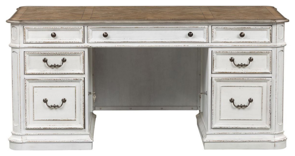 Liberty Furniture Magnolia Manor Jr Executive Desk in Antique White