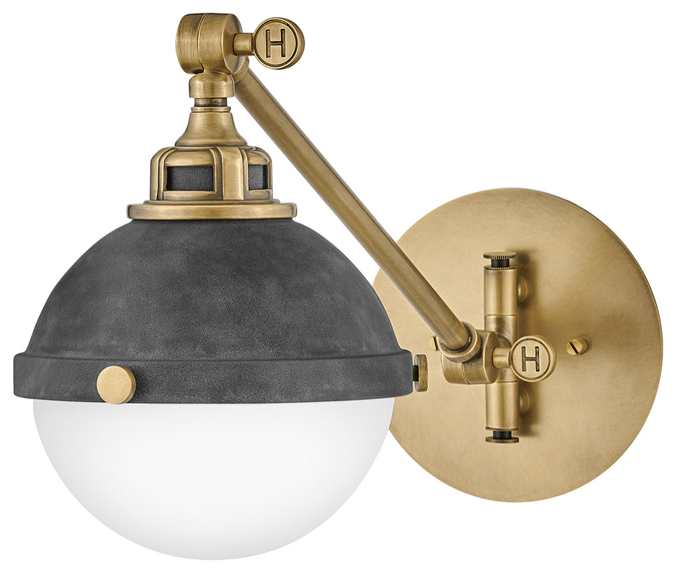 Hinkley 4830DZ Fletcher Small Single Light Sconce in Aged Zinc