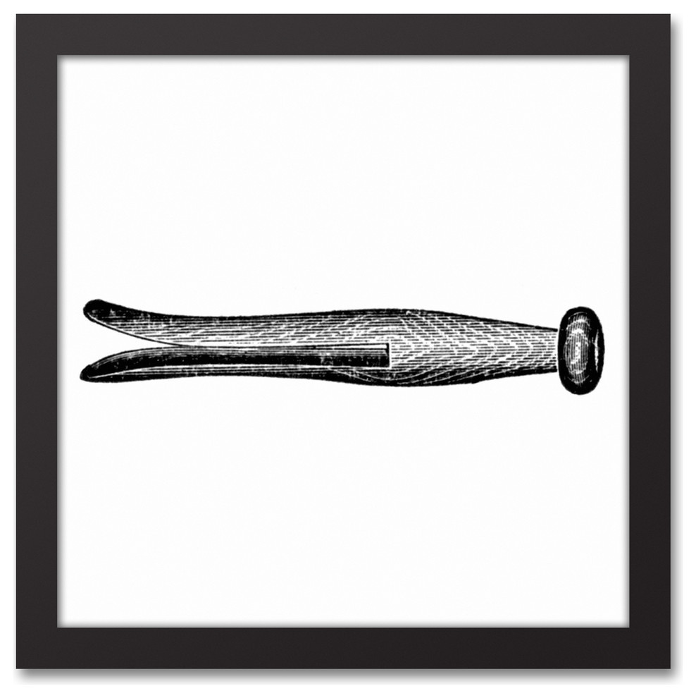 Vintage Clothespin Sketch II Wall Art Contemporary Prints And