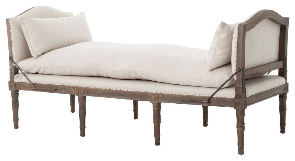 Allison French Oak Upholstered Chaise Bed End Bench