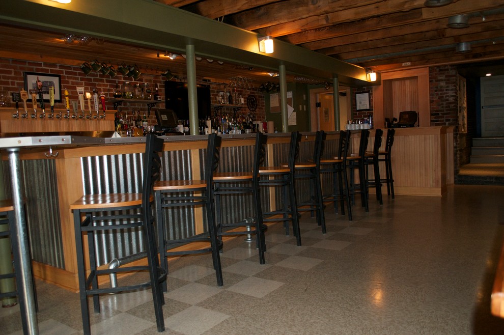 This is an example of an industrial home bar in Portland Maine.