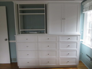 large built-in closet wall unit