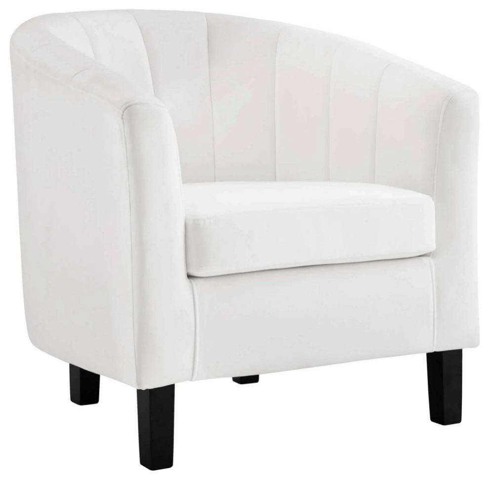 Zoey White Channel Tufted Performance Velvet Armchair Modern