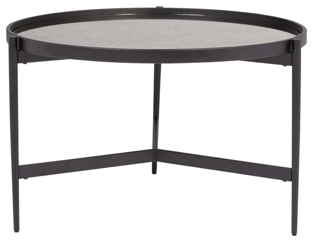 Estrade 36 Modern Metal And Glass Round Coffee Table In Black Estrade 36 Modern Metal And Glass Round Coffee Table In Black Antiqued Mirror Transitional Sets By Studio Designs