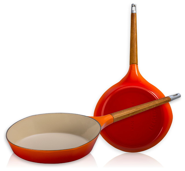 Le Creuset Raymond Loewy Flame Enameled Cast Iron 11 Inch Skillet Traditional Frying Pans