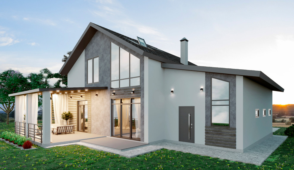 Интерьер дома, с мрамором и яркими акцентами