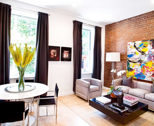 modern brownstone living room