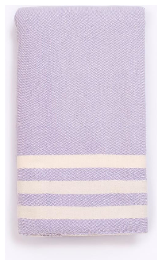 Striped Terry Bath Towel, Lilac With Ecru Stripes