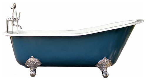 67" Antique-Style Hague Blue Cast Iron Porcelain Clawfoot Bathtub