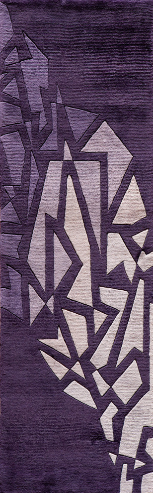 New Wave Hand-Tufted Rug, Purple, 2'6"x12' Runner