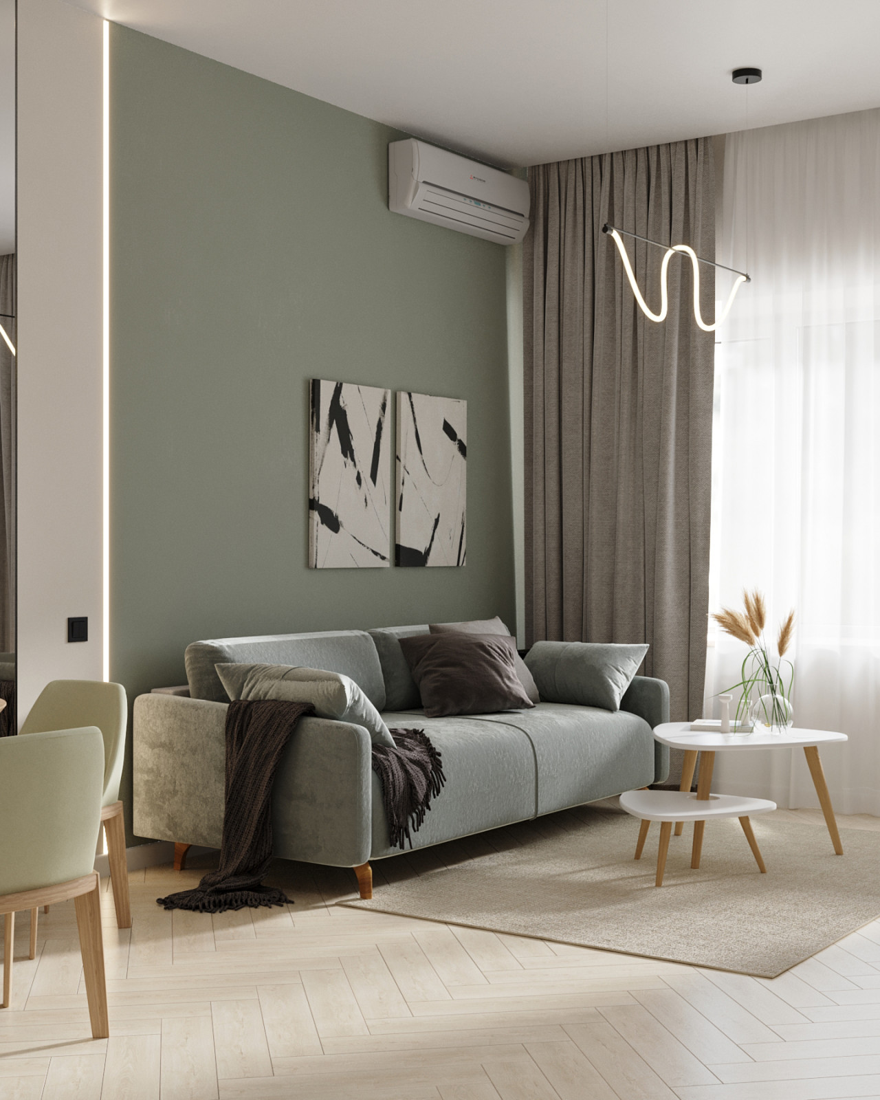 Дизайн-проект квартиры, площадью 59,25 м2, мкр Северный, жк Риф