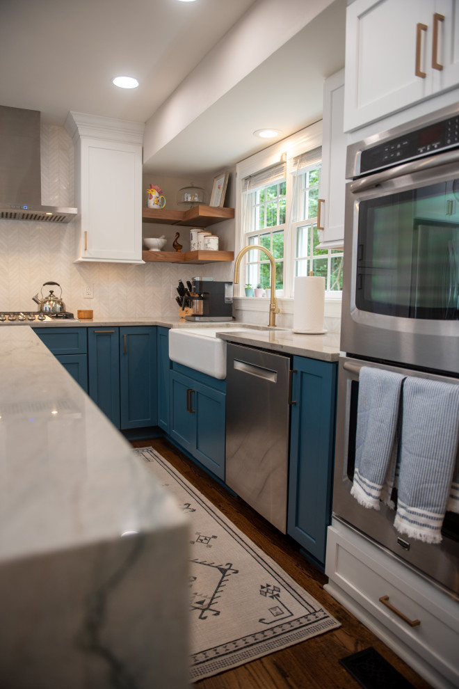 Kitchen with Stunning Waterfall Island