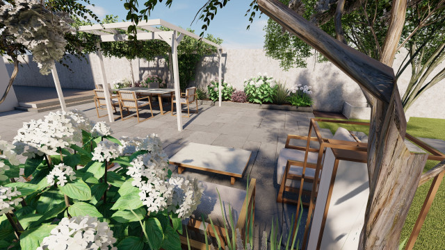 The white garden modern-garden