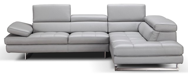 Aurora Premium Leather Sectional Sofa, Light Leather Couch