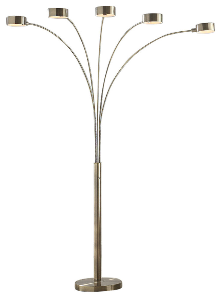 Artiva USA Micah Plus 88" Antique Satin Brass LED 5-Arch Floor Lamp