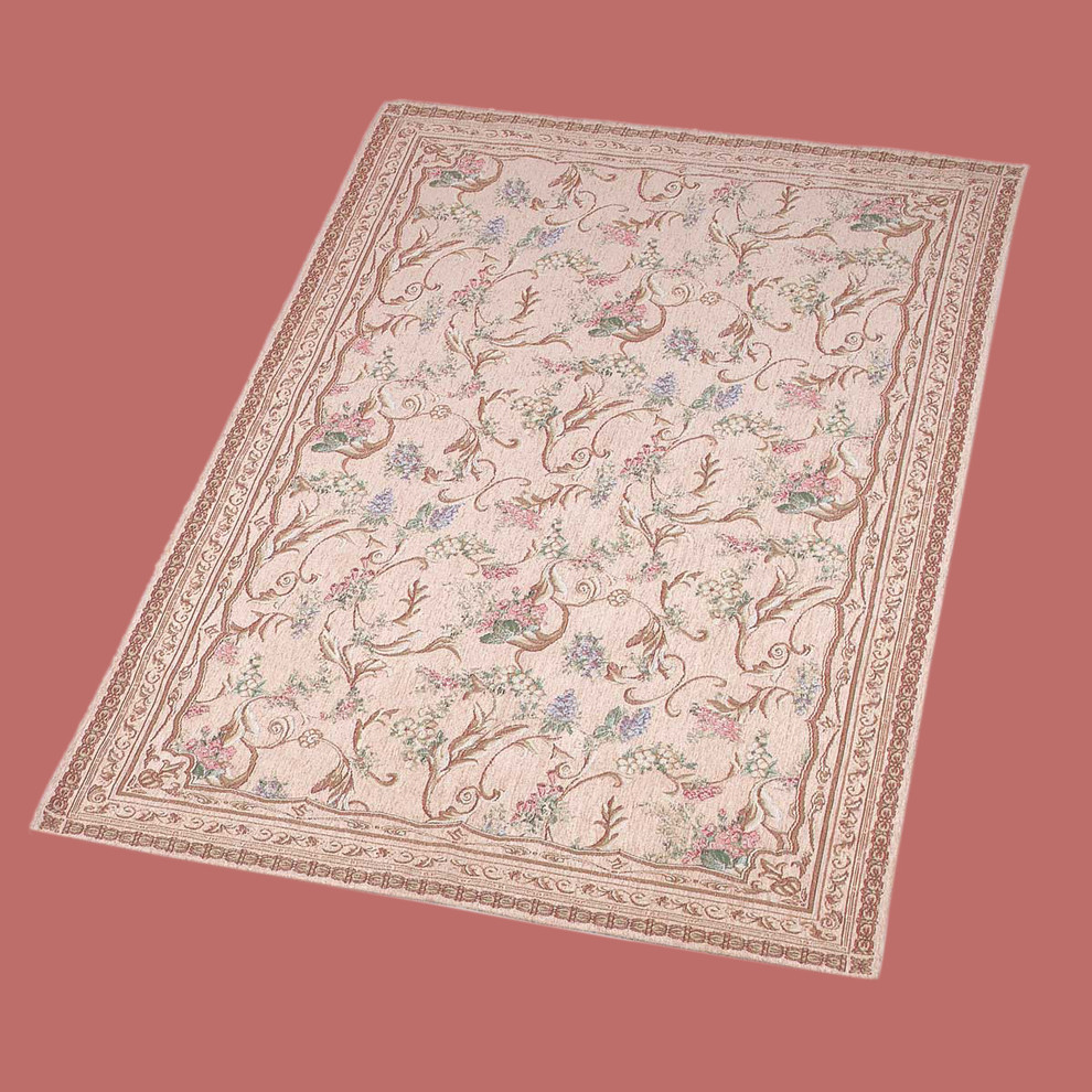 Rectangular Area Rug 9' x 6' Red Chenile Traditional Area Rugs