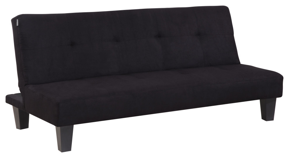 Tufted Black Microfiber With Adjustable Back Klik Klak Sofa Futon Bed