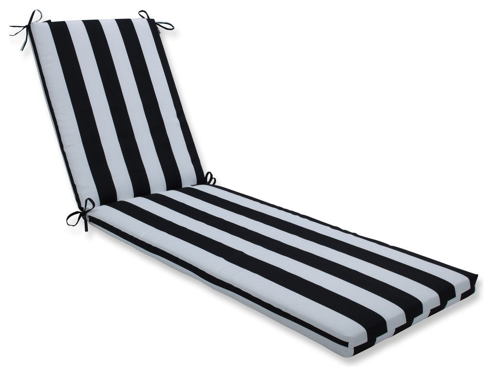 Outdoor/Indoor Cabana Stripe Black Chaise Lounge Cushion 80x23x3