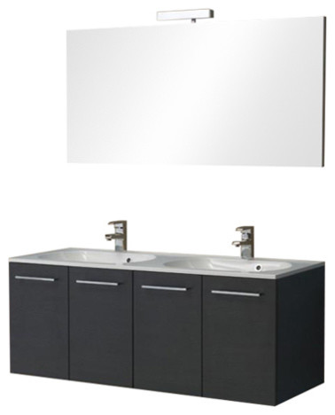 Boston Two-Door Double Bathroom Vanity Unit, Black, 120 cm