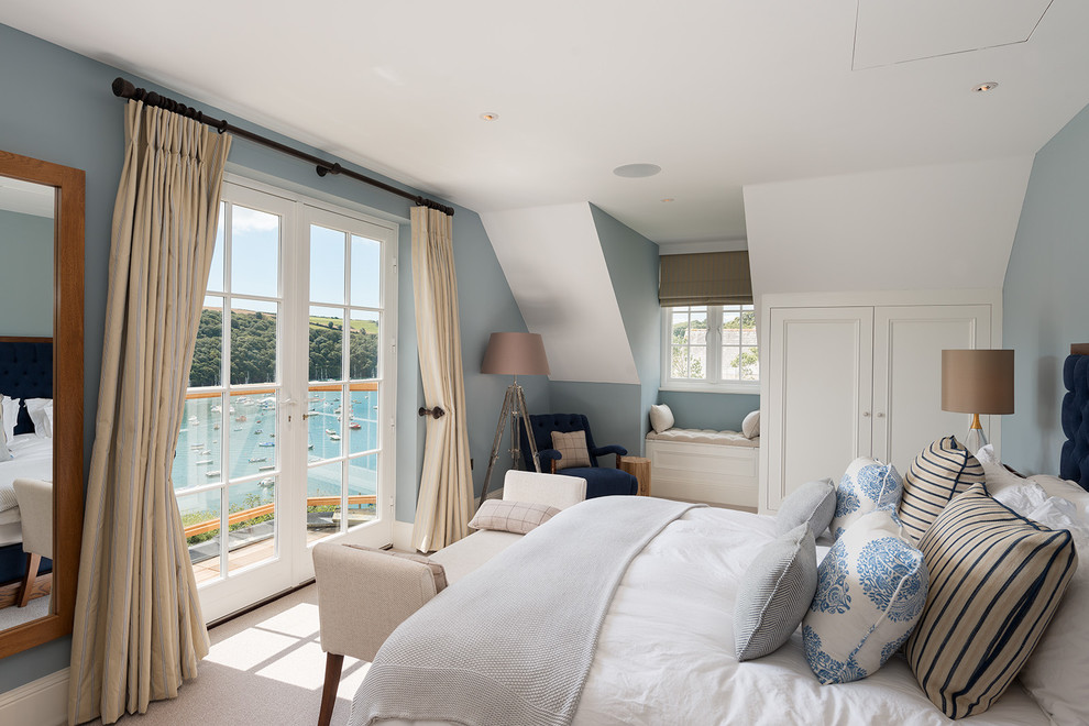 Design ideas for a beach style bedroom in Devon.