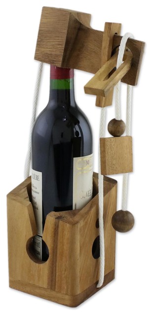 Novica Open the Bottle Wood Puzzle - Transitional - Wine And Bottle Openers  - by NOVICA | Houzz