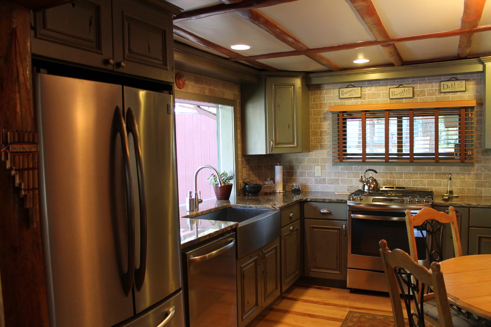 Mid-sized mountain style home design photo in Denver