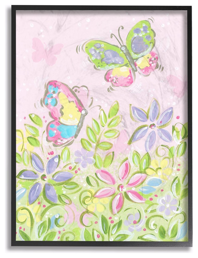 Stupell Industries Pastel Butterflies and Flowers, 16 x 20