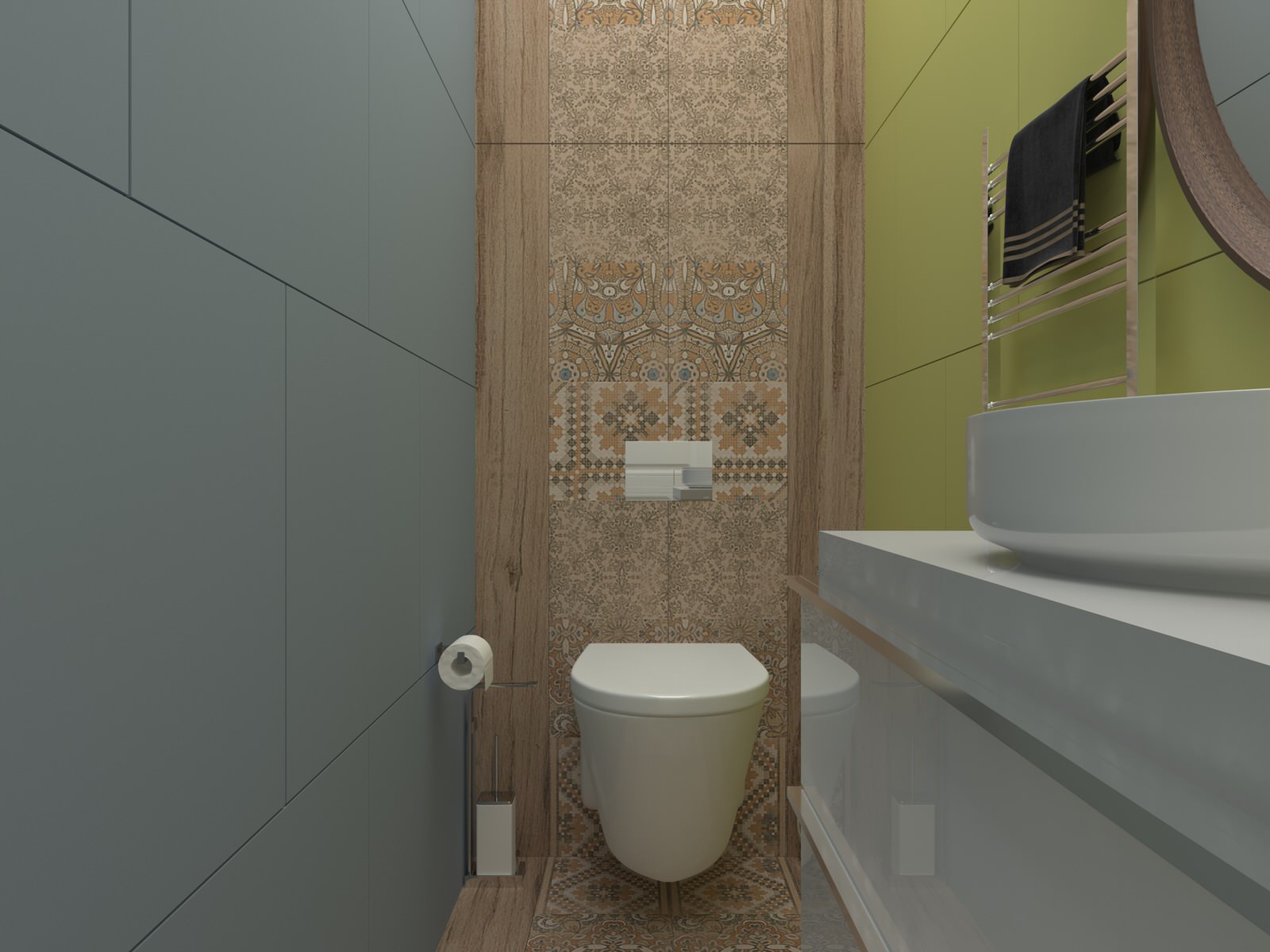 Санузел в проекте 2-х комнатной квартиры для молодой семьи