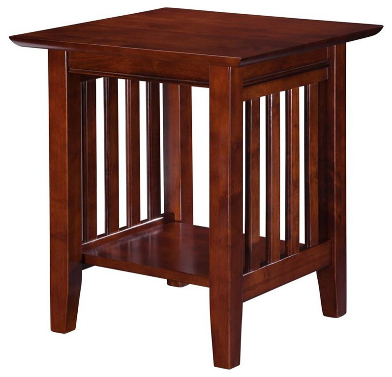AFI Mission 20" Square Solid Wood End Table in Espresso Craftsman