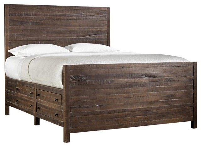 Bowery Hill California King Solid Wood Storage Bed in Java