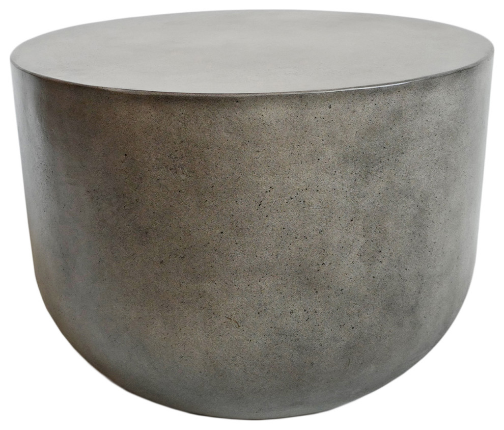 Gray Cement Outdoor Side Table - Industrial - Outdoor Side Tables - By 