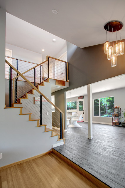 Kitchen Remodel Including Custom Booth Contemporary Entry