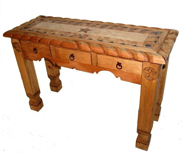 Marble Rope Sofa Table With Star Details Southwestern Console