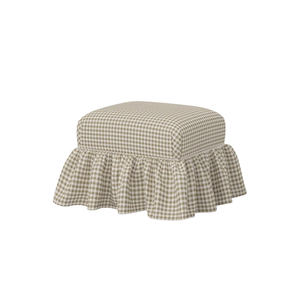 Retailer: Target | Laura Ruffled Skirt Ottoman in Kale Gingham Taupe Cream - Threshold™ designed with Studio McGee