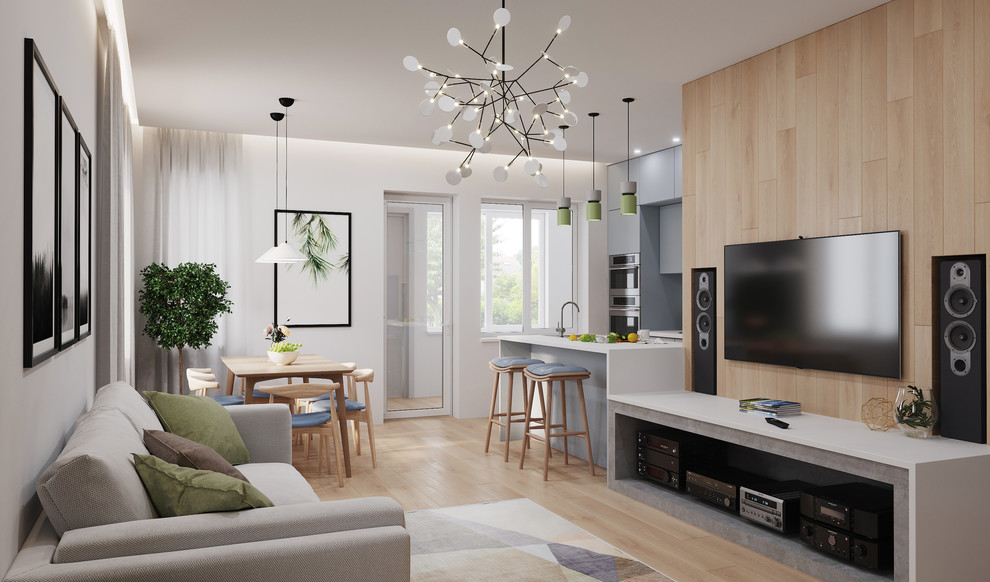 Визуализация интерьера кухни-гостиной