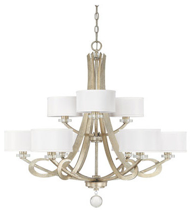 Hutton Winter Gold Nine Light Chandelier with Shades