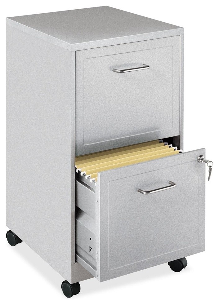 Lorell Soho 18 2-Drawer Mobile Cabinet, 14.3"X18"X24.5", Steel, Silver Chro