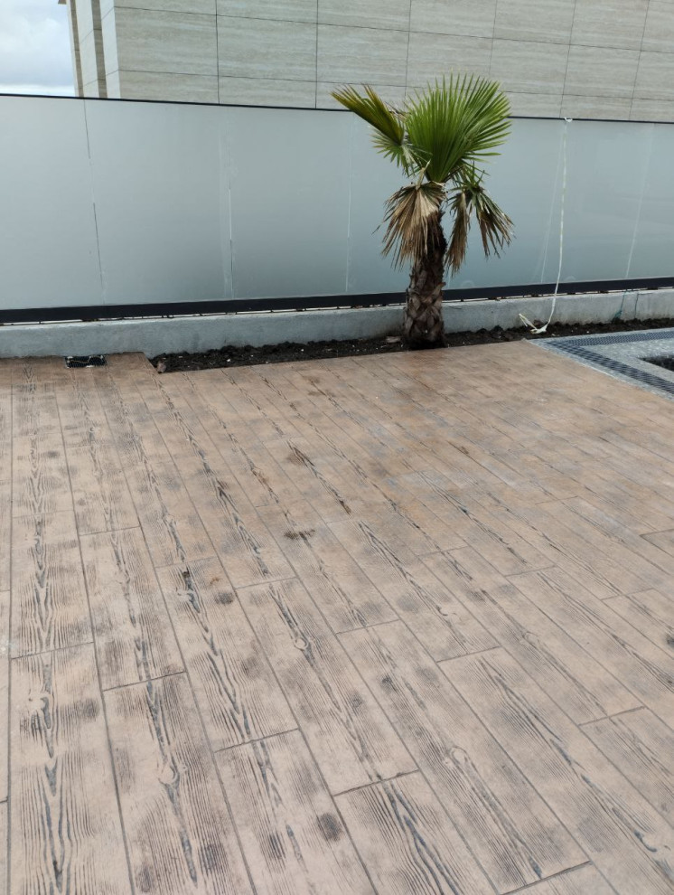 Печатный бетон, рисунок Итальянский сланец в комбинации с Доской