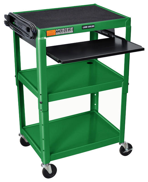 Luxor Adjustable Height Metal A/V Cart With Pullout Keyboard Tray