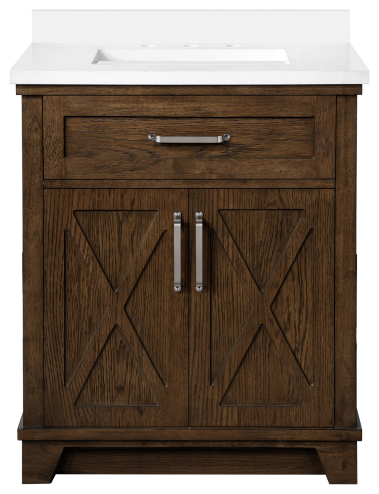 Ove Decors Ollie 30" Single Sink Vanity, Antique Coffee With Ash