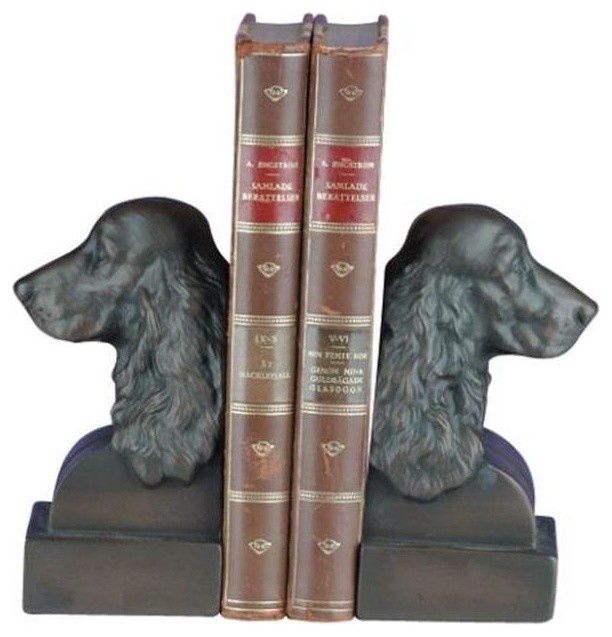 TRADITIONAL Bookends Bookend Antique Cocker Spaniel Dog Head Dogs