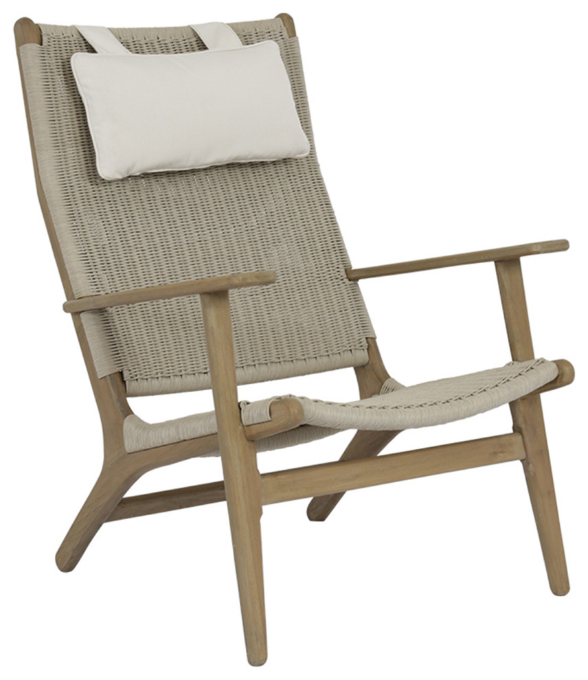 Coastal Teak Cushionless Highback Chair Tropical Outdoor Lounge