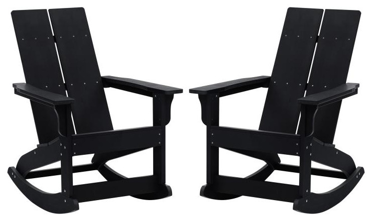 Flash Furniture Finn 2-Pack Black Resin Rocking Chair Jj-C14709-Bk-2-Gg