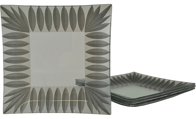 Silver Scallop Square Dinner Plates (Set of 4)