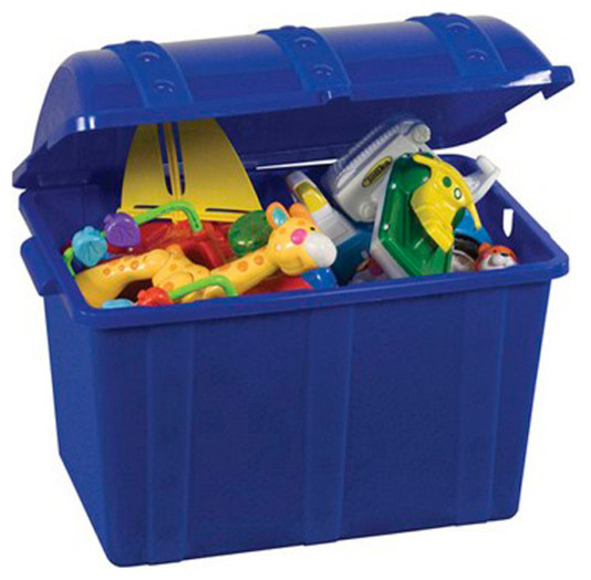 Ecr4Kids Treasure Plastic Storage Chest/Organizer For Kids Toys W/ Lid 12 Pack