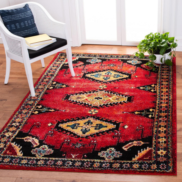 Safavieh Vintage Hamadan Vth251Q Traditional Rug, Red and Black, 8'0 ...