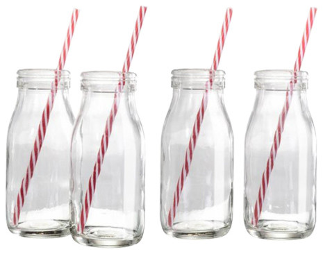 Retro Milk Bottles, Set of 4