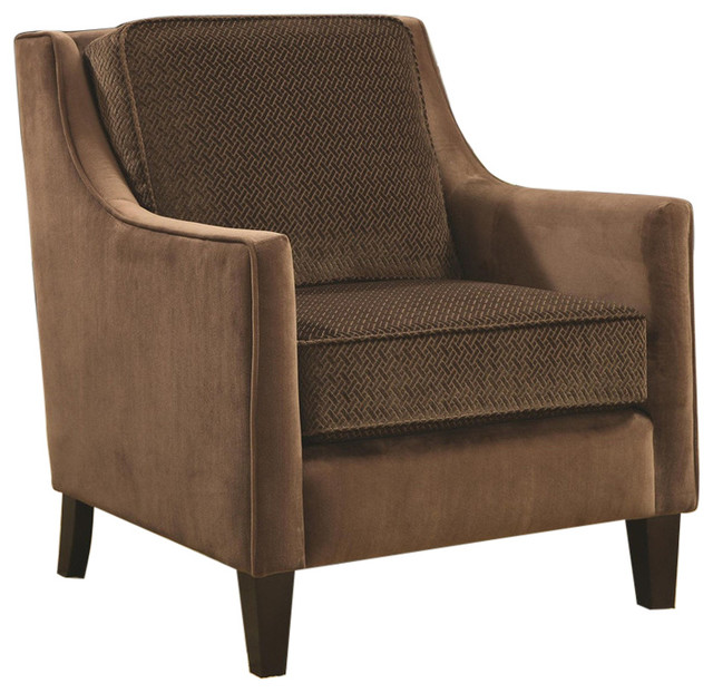 Accent Chair With Basket-Weave Microvelvet - Transitional - Armchairs