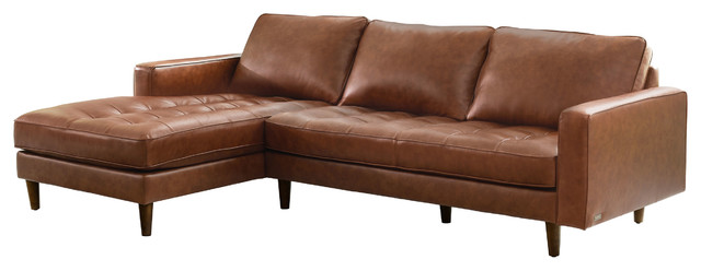 Hammond Mid-Century Camel Leather Sectional - Midcentury - Sectional Sofas  - by Abbyson Living | Houzz